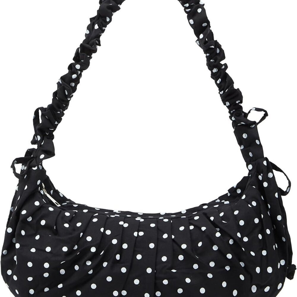 Polka Dot Crossbody Bag Women Polyester 14x8 Inches Adjustable Strap